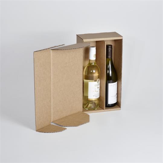 2-Bottle Laydown Shipper Brown - 330 x 186 x 100 mm