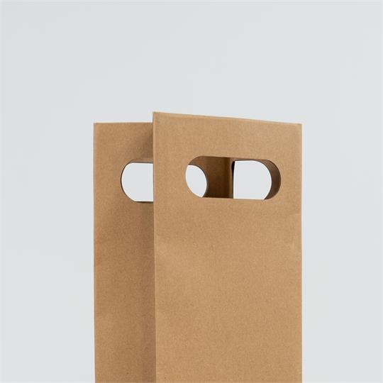 1-Bottle Brown Wine Carrier Bag With Handle Kraft