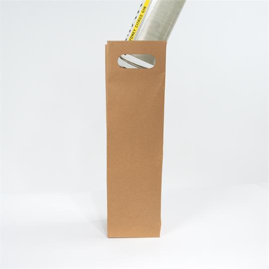 1-Bottle Brown Wine Carrier Bag With Handle Kraft
