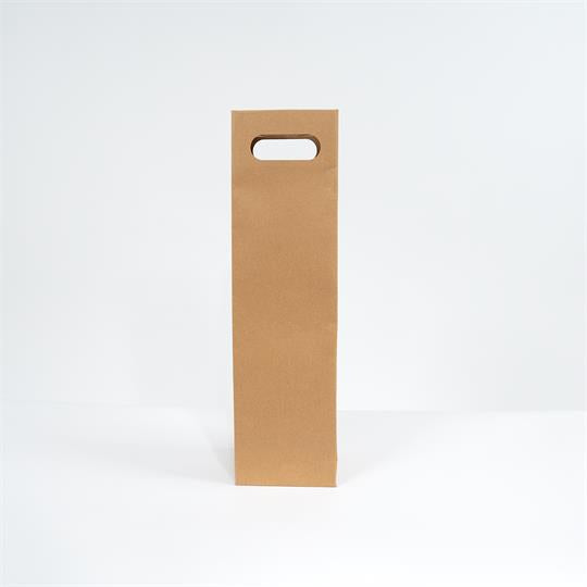1-Bottle Brown Wine Carrier Bag With Handle Kraft