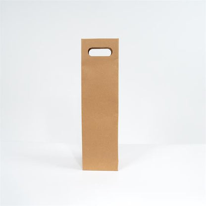 1-Bottle Brown Wine Carrier Bag With Handle Kraft