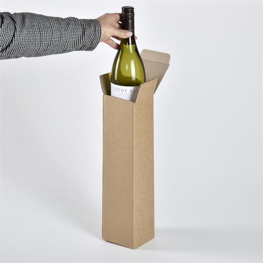 Single Bottle Wine Gift Box Brown - 86 x 86 x 335 mm