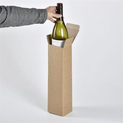 Single Bottle Wine Gift Box Brown - 86 x 86 x 335 mm